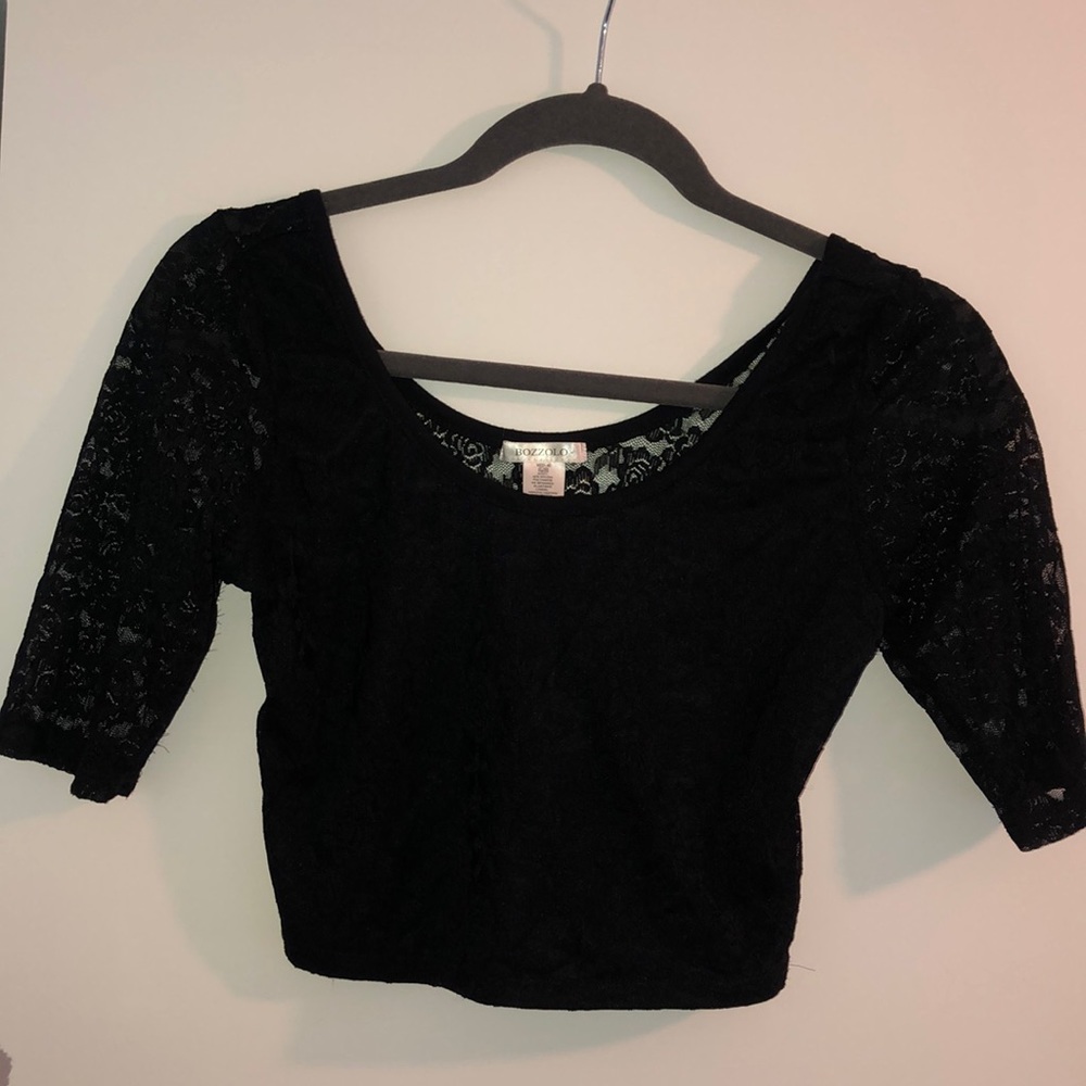 Black lace crop top